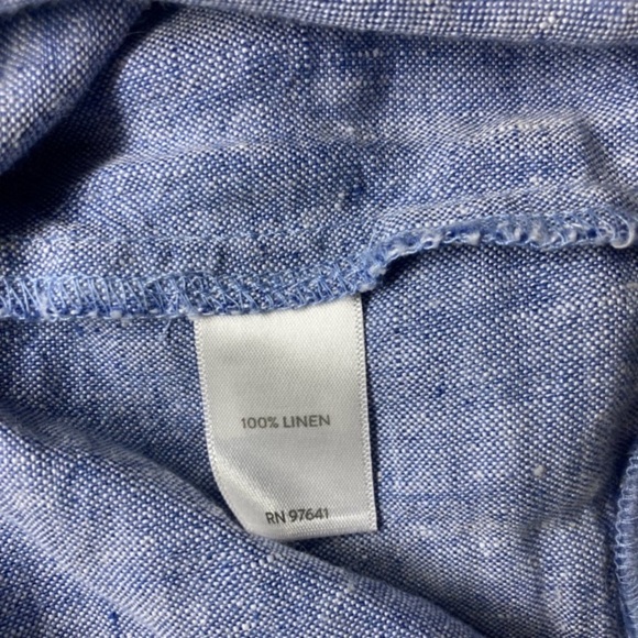 J Jill Love Linen Light Blue Line Straight Leg Pants Medium - Picture 6 of 6